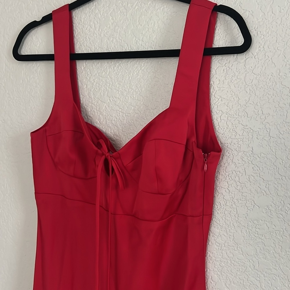 NWT WAYF Siren Cupped Satin Midi Dress In Red . Size S - Picture 4 of 14